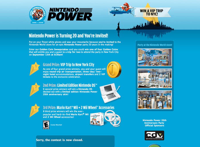 Nintendo Power 20th Anniversary Contest microsite